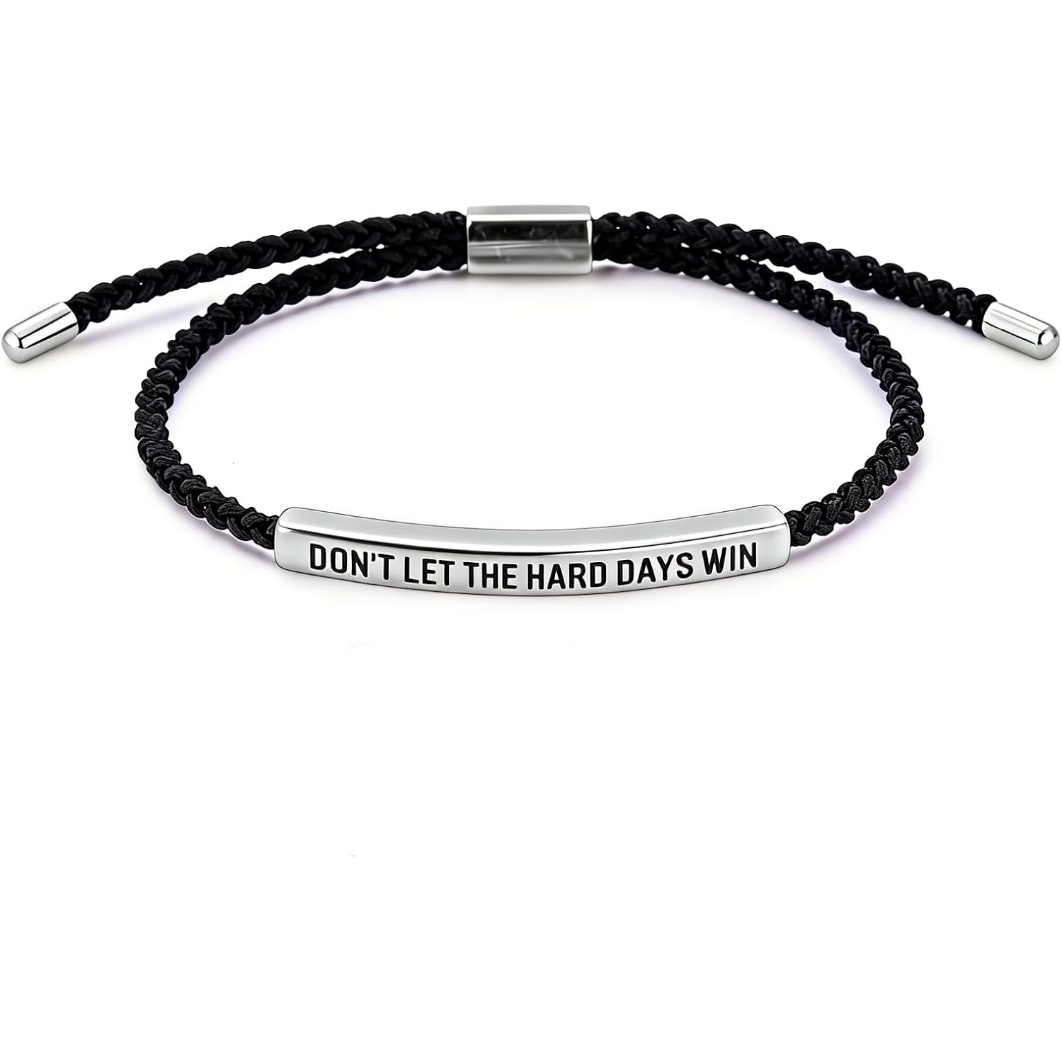 Don't Let The Hard Days Win Bracelet - Adjustable Titanium Motivational Inspirational Wrap Bracelet for Women Men - Handmade Braided Encouragement Gift Jewelry for Mother's Day, Graduation, Birthday, Friends, Christmas, or Everyday Wear