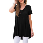 Women's Summer Casual Short Sleeve V-Neck T-Shirt Tunic Tops Blouse Shirts