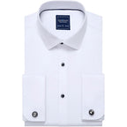 Gollnwe Men'S Dress Shirt French Cuff Shirt For Men Slim Fit Stretch Spread Collar With Metal Cufflink