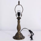 Werfactory Table Lamp Base Replacement Only With 6 Pcs Bulb, Wide 6 Height 18 Inch, Fit For 8, 10, 12 Inch Tiffany Style Stained Glass Lampshade, Dark Bronze Finish, Metal, Push Switch On Cord