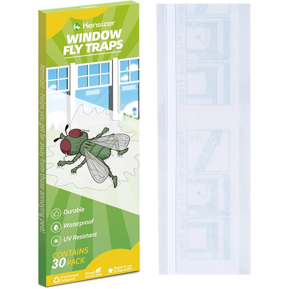 Kensizer 30-Pack Window Fly Traps For Indoors, House Fly Trap | Fruit Fly Traps For Indoors, Paper Sticky Strips, Fly Catcher Clear Windows Trap, House Fly Killer, Lady Bug Traps