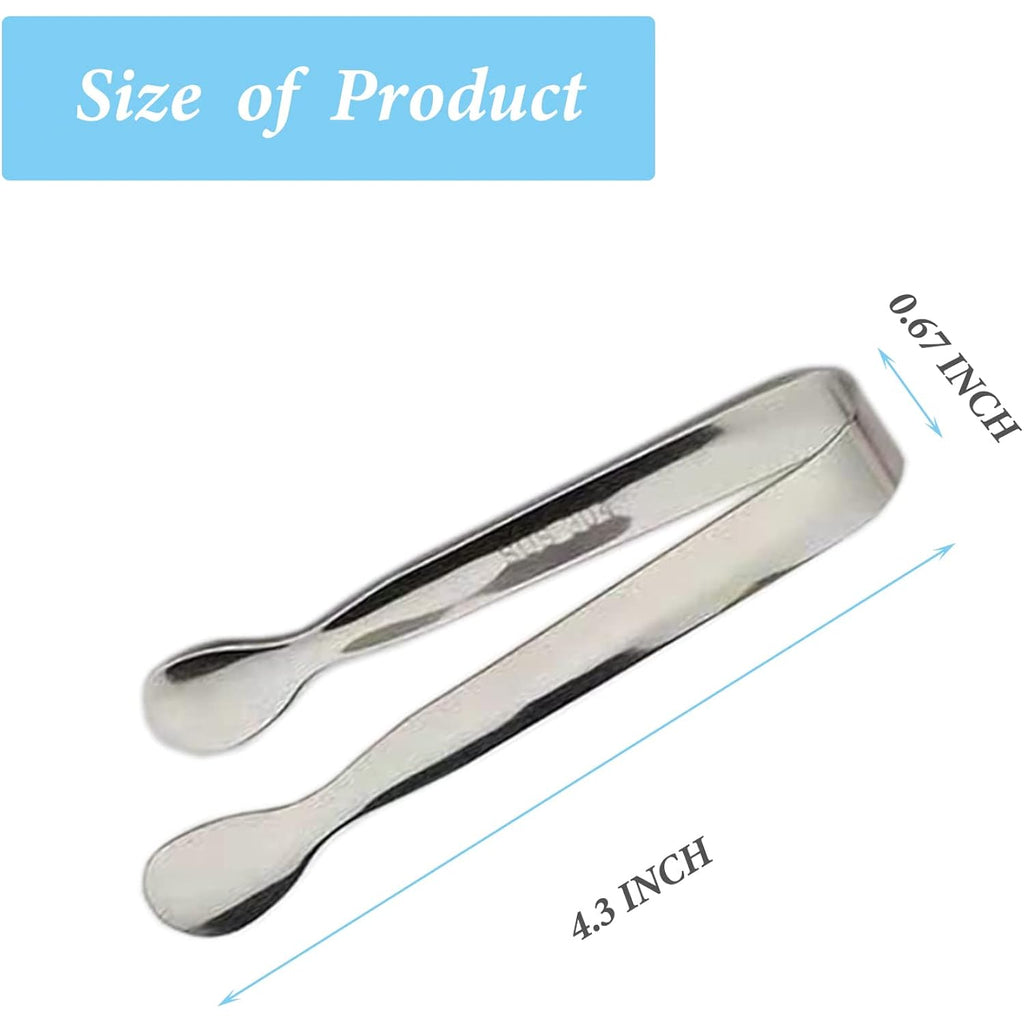6PCS Ice Tongs Mini Sugar Tongs 4.25Inch Stainless Steel Kitchen Utensils Set,Small Serving Tong and Tiny Kitchen Tong for Appetizers,Tea Party, Coffee Bar, Desserts by Sunenlyst (Silver)