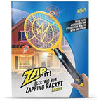 Zap It! Rechargeable Electric Fly Swatter Racket - 4,000-Volt Mosquito Zapper With Usb Charging Cable And Super-Bright Led Light -Large- Safe 3-Layer Mesh, Yellow, Bug Zapper For Indoors And Outdoors