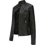 DEAR MODEL Faux Leather Jacket Women Bomber Jacket Women's Belted Motorcycle Jacket