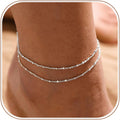 MIDEEO Gold/Silver Ankle Bracelets for Women,14K Gold Anklets for Women Waterproof Cuban Link Heart Beads Herringbone Rhinestone Anklets Set Layered Anklet Bracelets for Women Gold Jewelry Gift