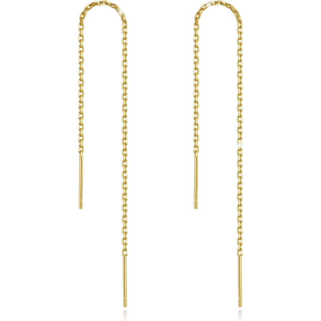 Sterling Silver Threader Chain Dangle Earrings,Versatile & Comfortable Hypoallergenic Silver Earrings 4.8 Inches