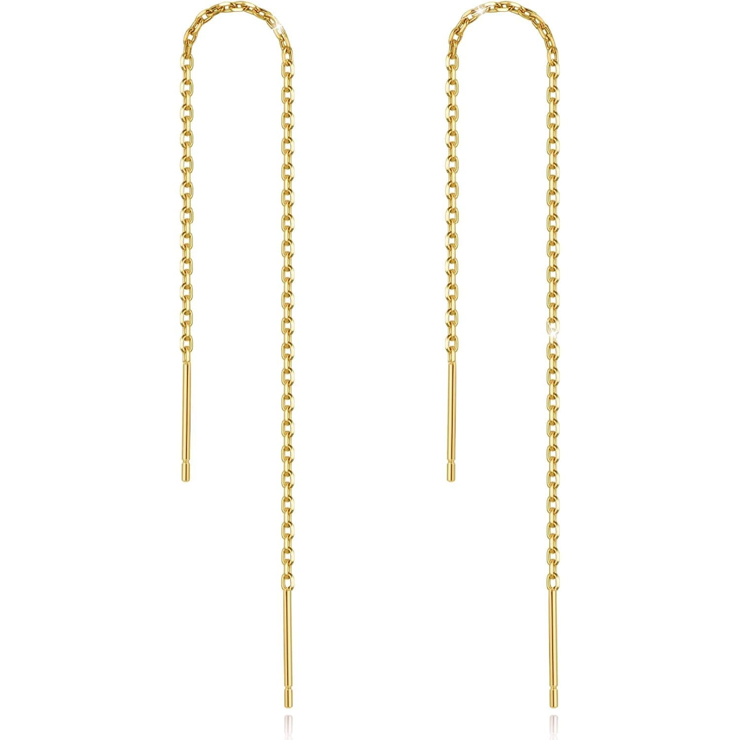 Sterling Silver Threader Chain Dangle Earrings,Versatile & Comfortable Hypoallergenic Silver Earrings 4.8 Inches