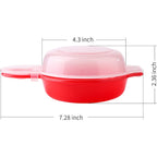 2 Sets Microwave Egg Cooker,1 Minute Fast Egg Hamburg Omelet Maker Kitchen Cooking Tool(Red And Clear)