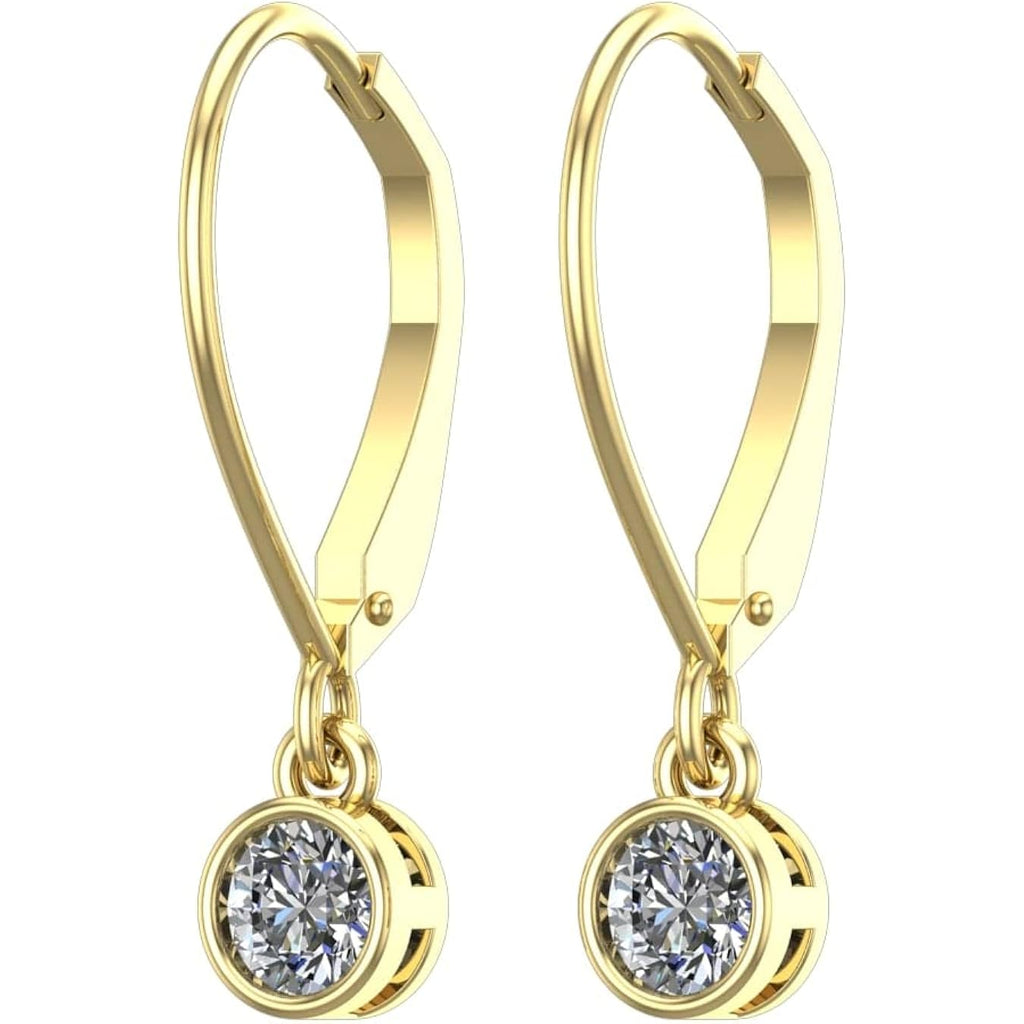 1 to 6 Carat Bezel Set Lever Back Dangle Diamond Earrings Value Collection