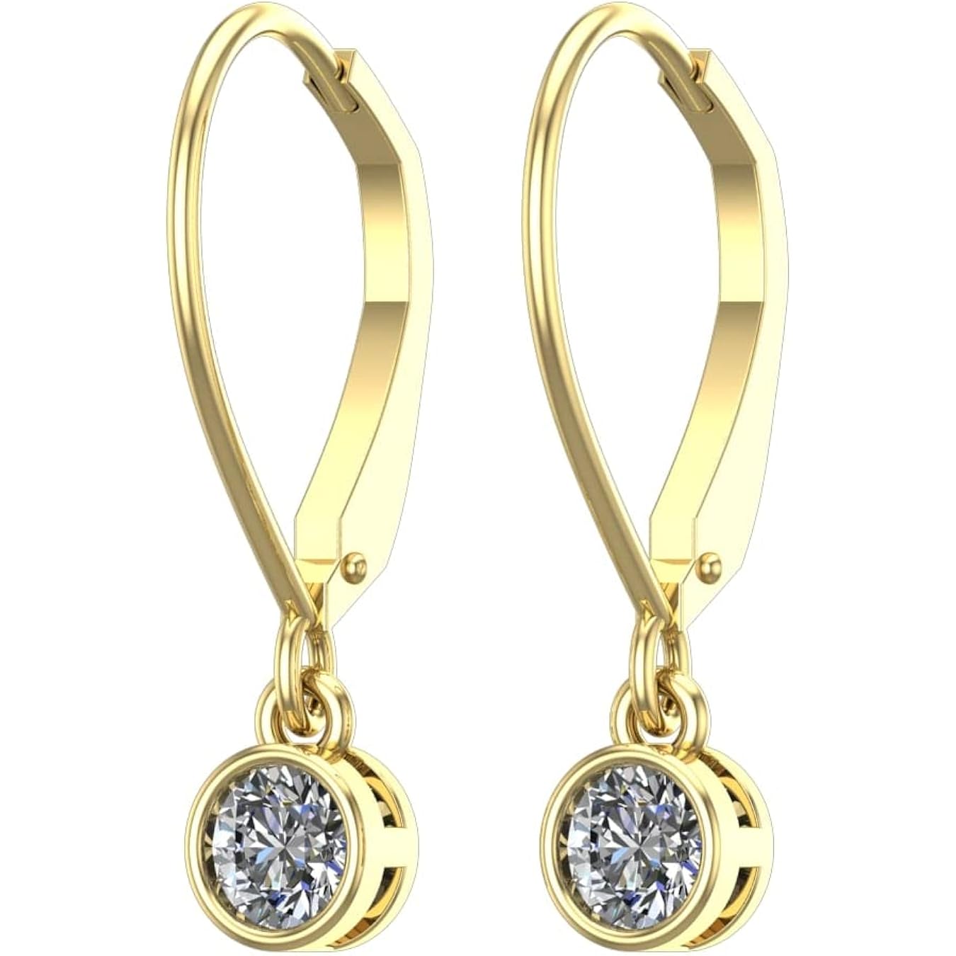1 to 6 Carat Bezel Set Lever Back Dangle Diamond Earrings Value Collection