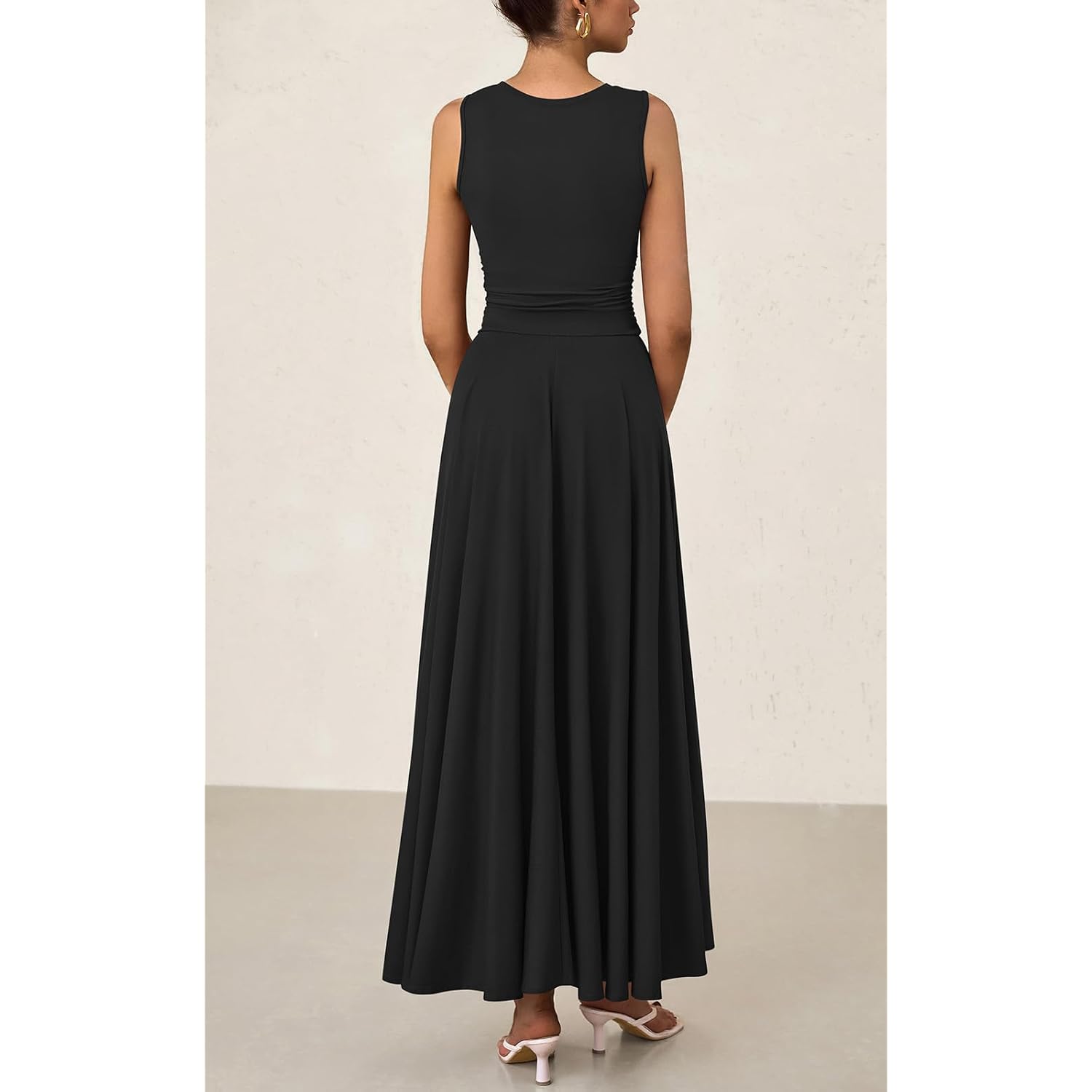 Prettygarden Womens Summer Dresses 2026 Casual Sleeveless Crewneck Aline Maxi Dress Stretch Tank Flowy Long Dresses
