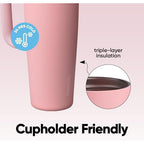 Owala Freesip Tumbler Insulated Stainless Steel Water Bottle With Built-In Straw And Side Handle, For Travel, Work, School, And Sports, 30Oz, Bpa Free, Leak Proof, Rose Quartz