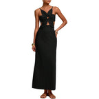 Shenhe Women'S Petal Backless Linen Maxi Dress Keyhole Cut Out Vacation Zipper Summer Dresses