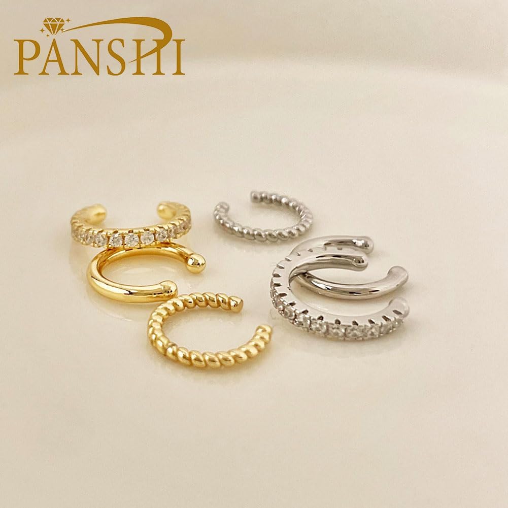 3Pcs Ear Cuffs Non Piercings Gifts for Girls Women, Teen Gifts Trendy Stuff Gold Silver Clip On Cuff Earrings Set Jewelry