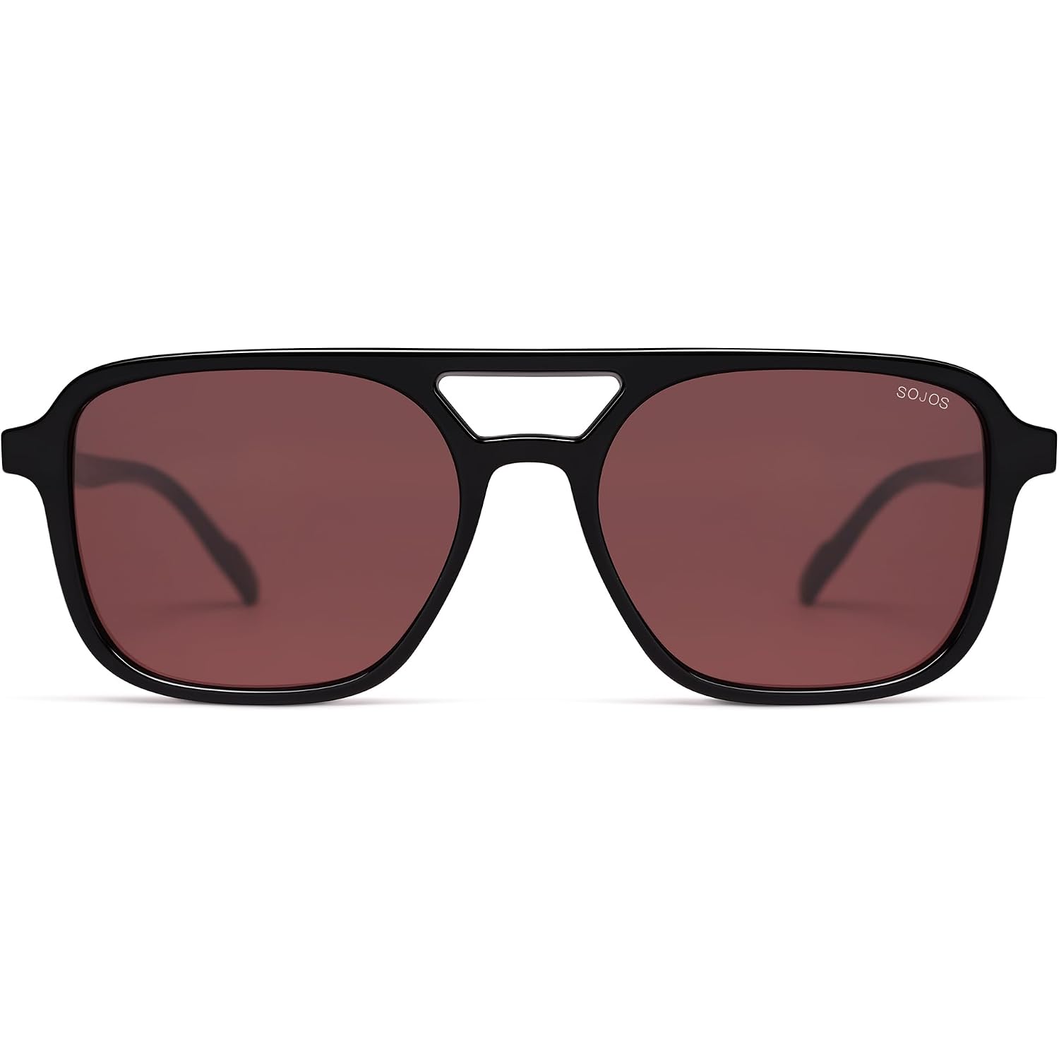SOJOS Retro Aviator Sunglasses for Women Men,Trendy Rectangle Womens Mens Shades Sun Glasses SJ2202 Black Frame/Red Lens
