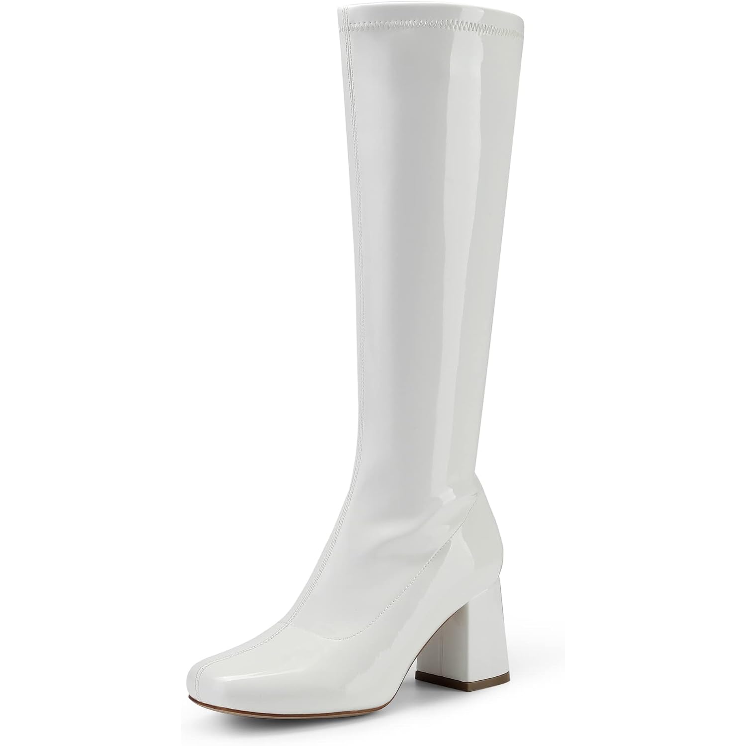 Dream Pairs Women'S Gogo Boots Square Toe Chunky Wide Calf Knee High Boots