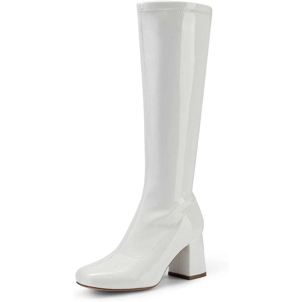 Dream Pairs Women'S Gogo Boots Square Toe Chunky Wide Calf Knee High Boots