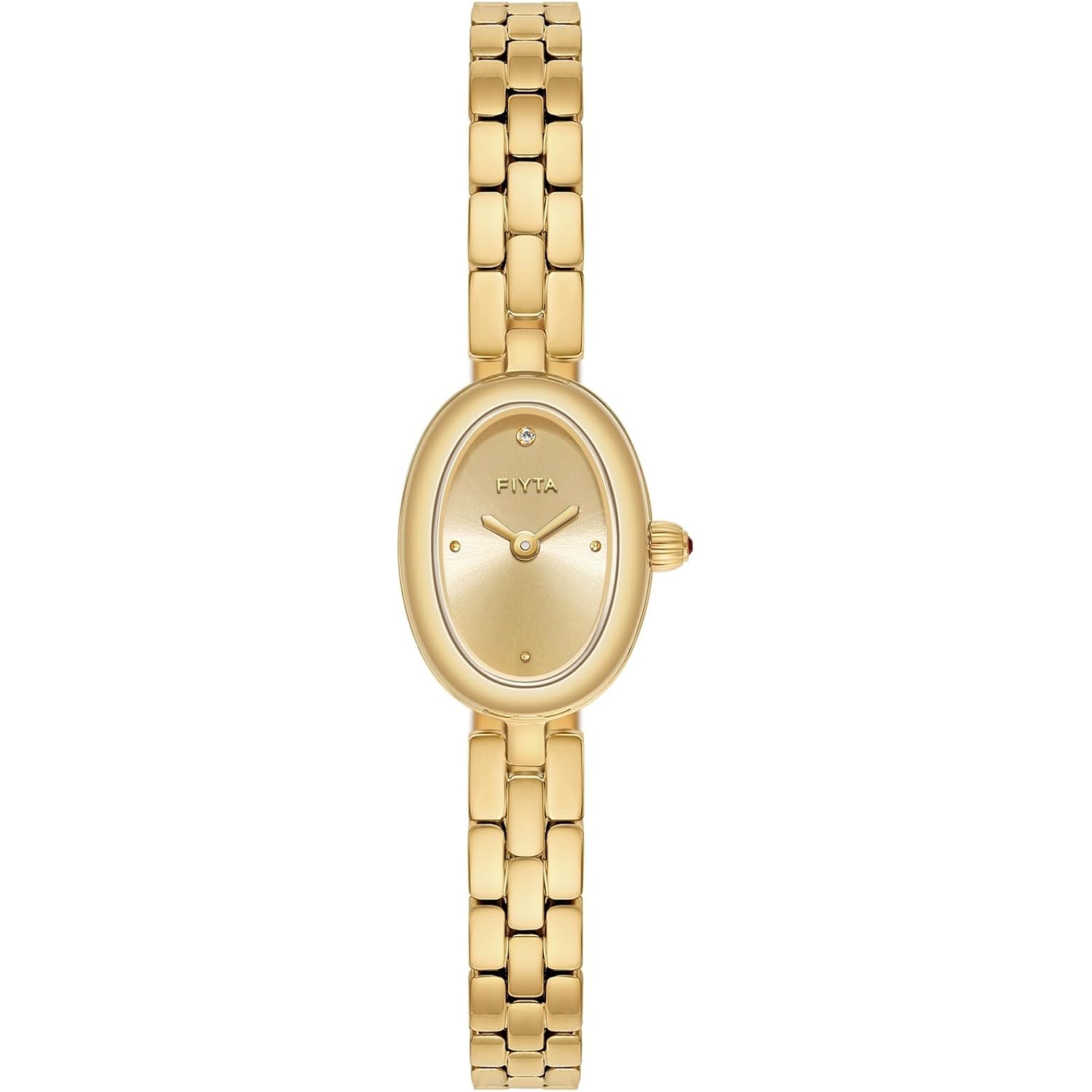 Fiyta Women'S Watch - Elegant Gold Small Oval Vintage Watch With Sapphire Crystal; Ruby-Inlaid Crown, 316L Stainless Steel Dainty Jewelry Bracelet, Timeless Gift For Her