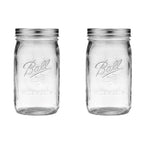 Ball Wide Mouth Glass Mason Jars With Lids And Bands, Used For Canning, Pickling, Juice, Jam, Jelly, Quart Size 32 Ounce (Pack Of 2)
