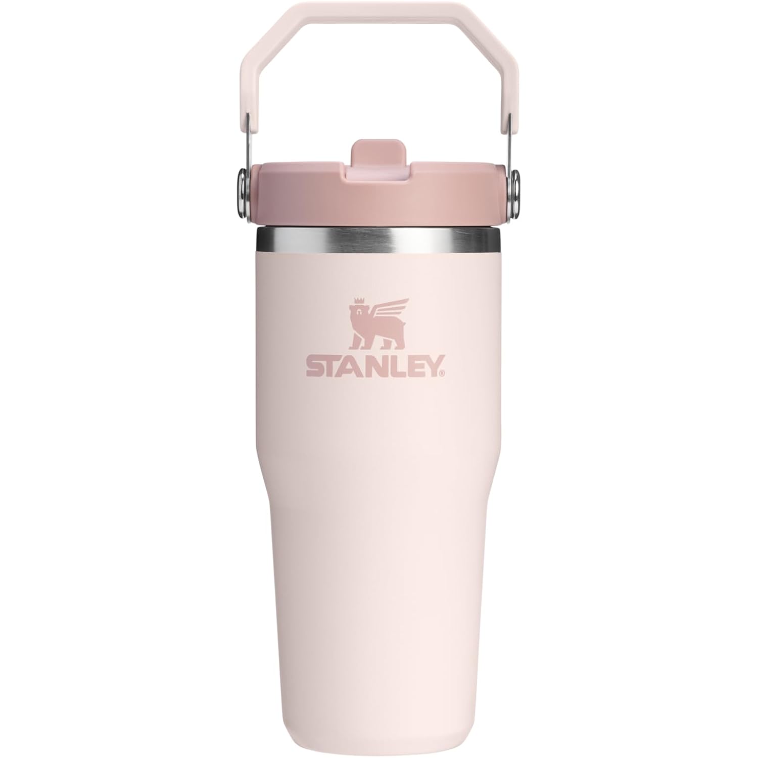STANLEY IceFlow 2.0 Flip Straw Tumbler with Handle 14 oz | Twist On Lid and Flip Up Straw | Leakproof Water Bottle | Insulated Stainless Steel | BPA-Free | Rose Quartz