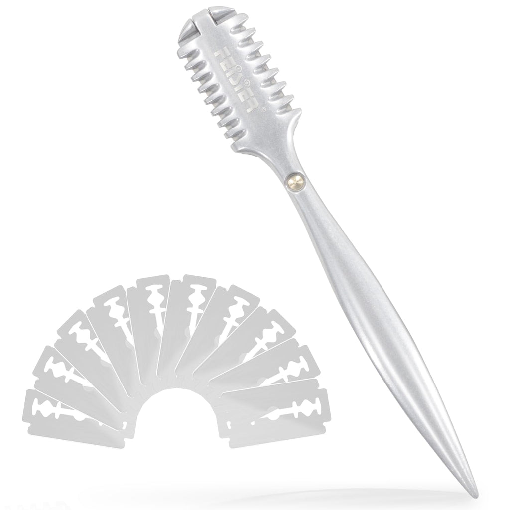 Aluminum Double-Edge Hair Thinning Razor Comb With 10Pcs Blades,Hair Texturizing Cutting Razor Comb For Thin And Thick Hair Trimming And Styling