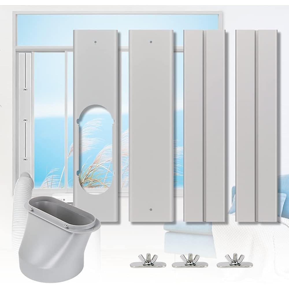 Portable Ac Window Vent Kit 5.9" Air Conditioner Window Seal Panel Hose Kit | No Coupler, For Vertical&Horizontal Sliding Window, Panel Adjustable Length: 16.9"-62.1", Strengthern Sealing, Keep Cool