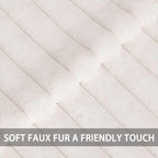 Aegero Pack of 2 Faux Fur Christmas Throw Pillow Covers 18x18 Inch, Soft Plush Striped Neutral Couch Pillow Cover, with Velvet Back Modern Home Decor for Sofa Living Room Couch Bed Cream White