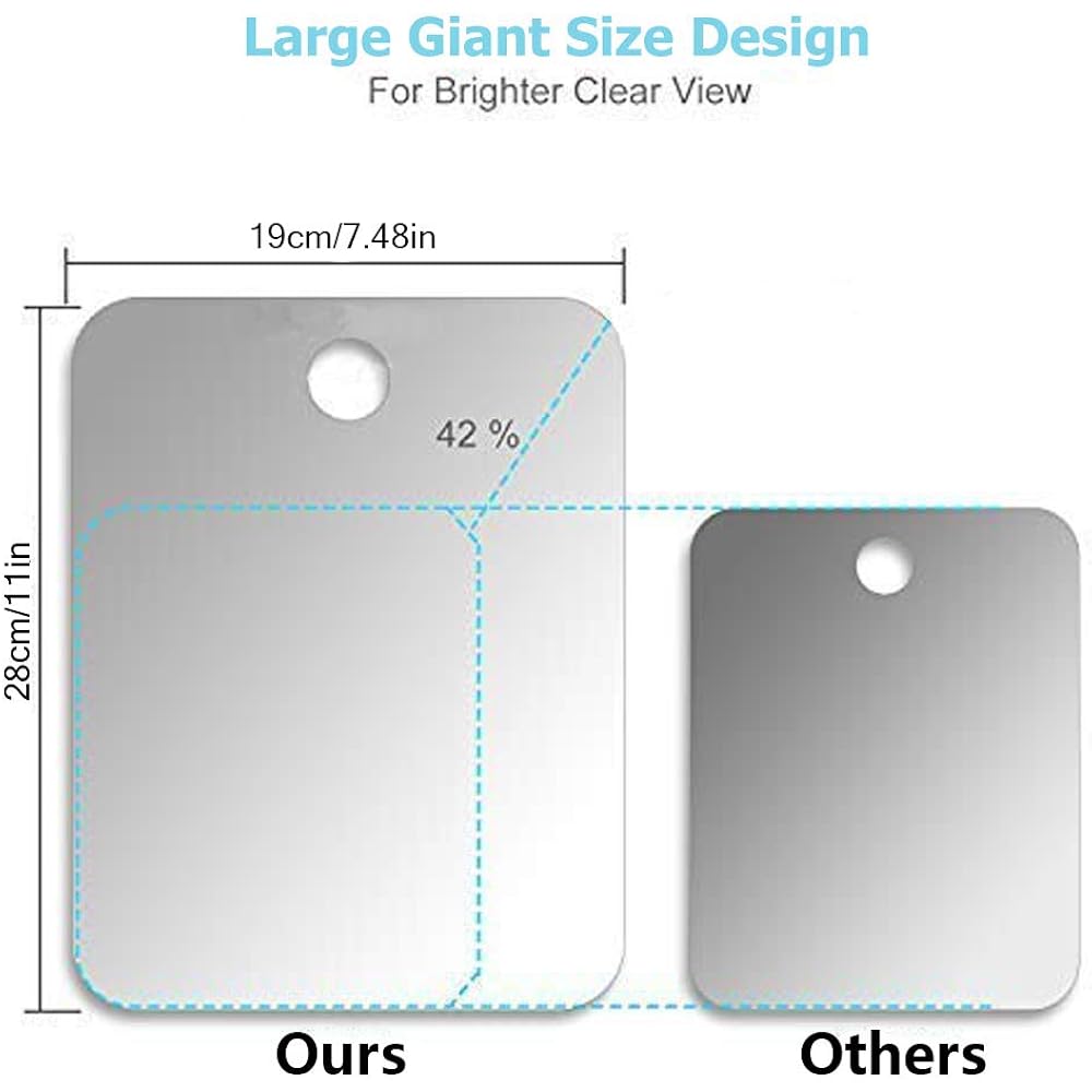 APHUIME Deluxe Large Fogless Shower Mirror, Fogless Shaving Mirror(7.48 in X 11 in), Anit-Fog Shaving Mirror with Hook, Fog Free Wall Hanging Makeup Mirror, Anti Fog Shatterproof Mirror in Bathroom