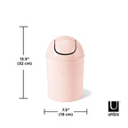 Umbra 1.25 Gallon Mini Waste Can With Removable Swing-Top Lid - Small Garbage Bin For Kitchen, Bathroom, Bedroom, Office - Compact Trash Can Fit Under Tables & Counters - Pink