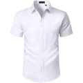 Mens Short Sleeve Dress Shirts Regular Fit Stain Shield Button Down Shirt Casual Business Wedding Stretch Formal Shirt