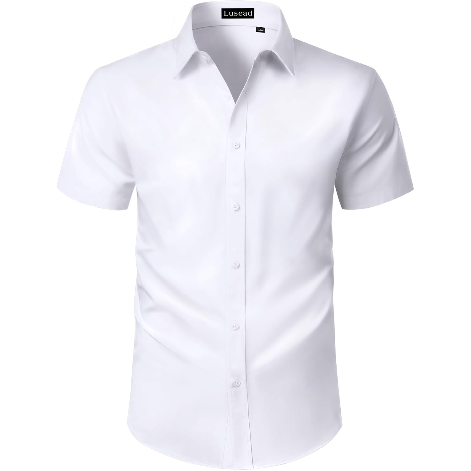 Mens Short Sleeve Dress Shirts Regular Fit Stain Shield Button Down Shirt Casual Business Wedding Stretch Formal Shirt