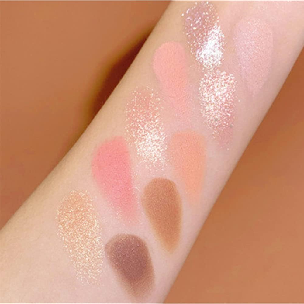 Go Ho 10 Colors Eyeshadow Palette,Matte&Glitter&Shimmer Eyeshadow Korean Makeup,Long Lasting Blendable Shades,Naturing-Looking,Waterproof Cool Eye Shadow Makeup Palette,01