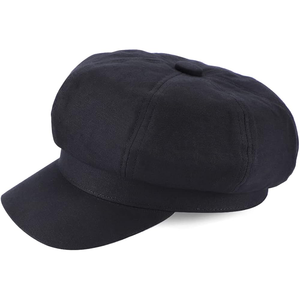 Newsboy Cabbie Baker boy hat Beret Cap for Women Pageboy Visor Paperboy Hat Sailor Fiddler Hat Adjustable 1997-black
