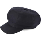 Newsboy Cabbie Baker boy hat Beret Cap for Women Pageboy Visor Paperboy Hat Sailor Fiddler Hat Adjustable 1997-black