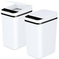 Bathroom Trash Cans With Lid 2 Pack 2.2 Gallon Touchless Automatic Motion Sensor Small Slim Garbage Can, Smart Electric Narrow Garbage Bin For Bedroom Office Kitchen (White)