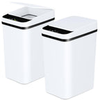 Bathroom Trash Cans With Lid 2 Pack 2.2 Gallon Touchless Automatic Motion Sensor Small Slim Garbage Can, Smart Electric Narrow Garbage Bin For Bedroom Office Kitchen (White)