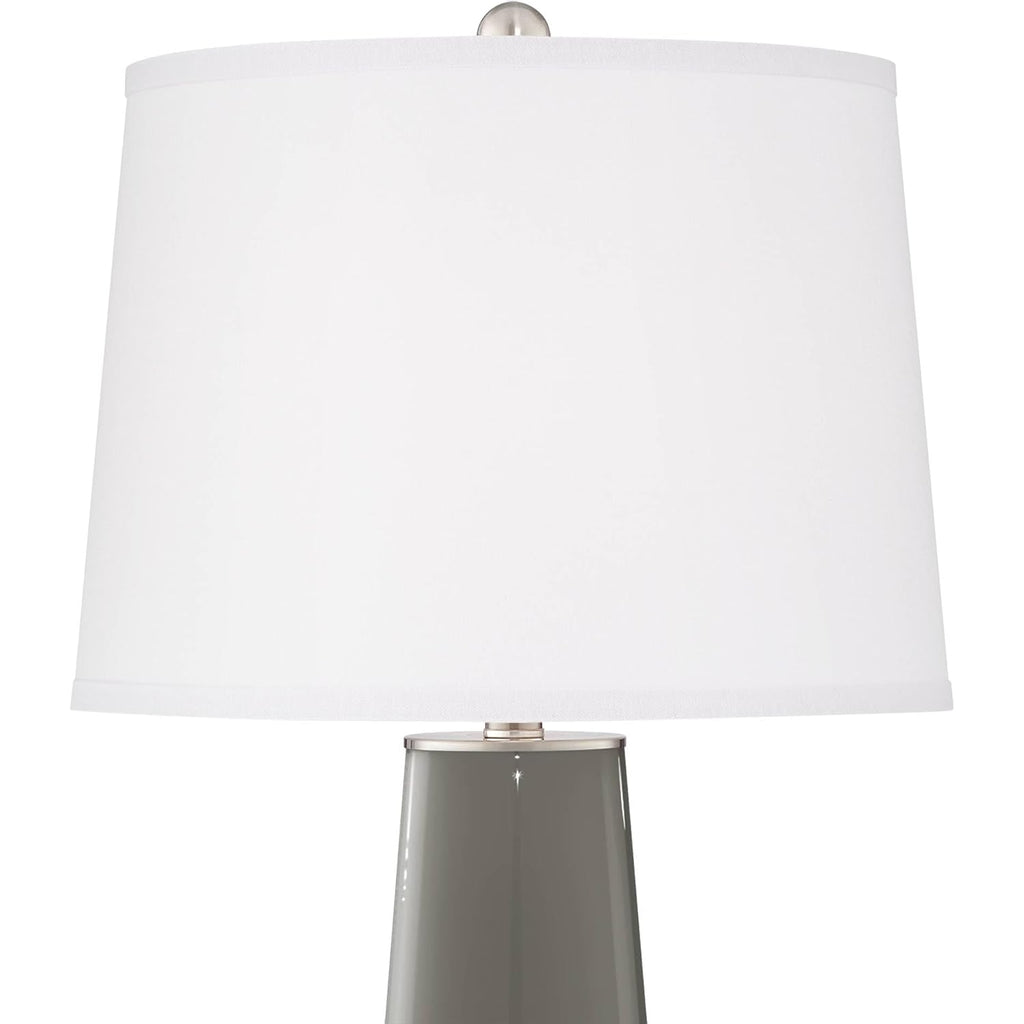 Leo 29 1/2" Tall Table Lamps Set Of 2 Gauntlet Gray Glass Modern | Living Room Bedroom Bedside Nightstand House Office Home Reading Kitchen Entryway Console White Shade End