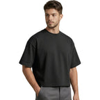 Boxy Cropped T Shirt For Men – Heavyweight 300Gsm Cotton Tee, Wide Chest Oversized Fit, Drop Shoulder Streetwear Shirt