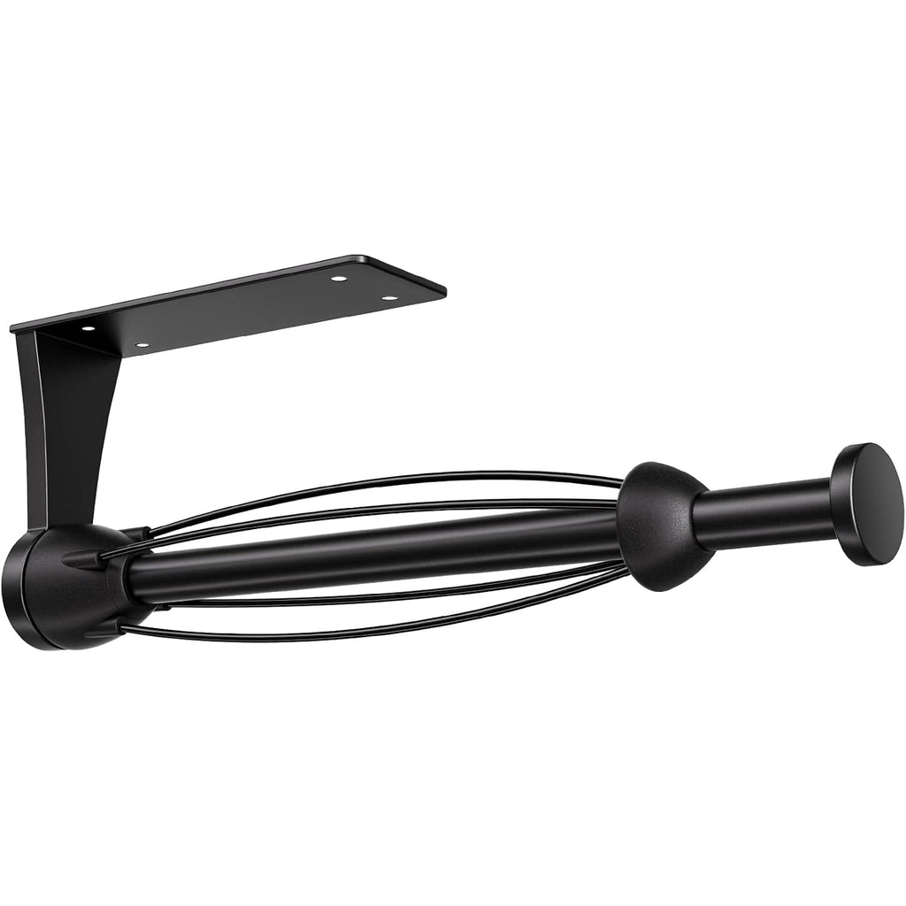 Paper Towel Holder Under Cabinet, Single Hand Operable Wall Mount With Damping Effect, Self-Adhesive Or Drilled For Kitchen Bathroom, Black