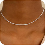 Robaice Tennis Necklace for Women, 14K Gold/Silver Plated Rhinestone Choker Necklace for Women, Dainty Cubic Zirconia Cut Faux Diamond Chain