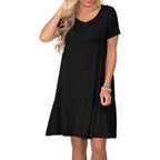 Lionstill Women'S Casual T Shirt Dress Summer Short Sleeve Swing Dresses With Pockets