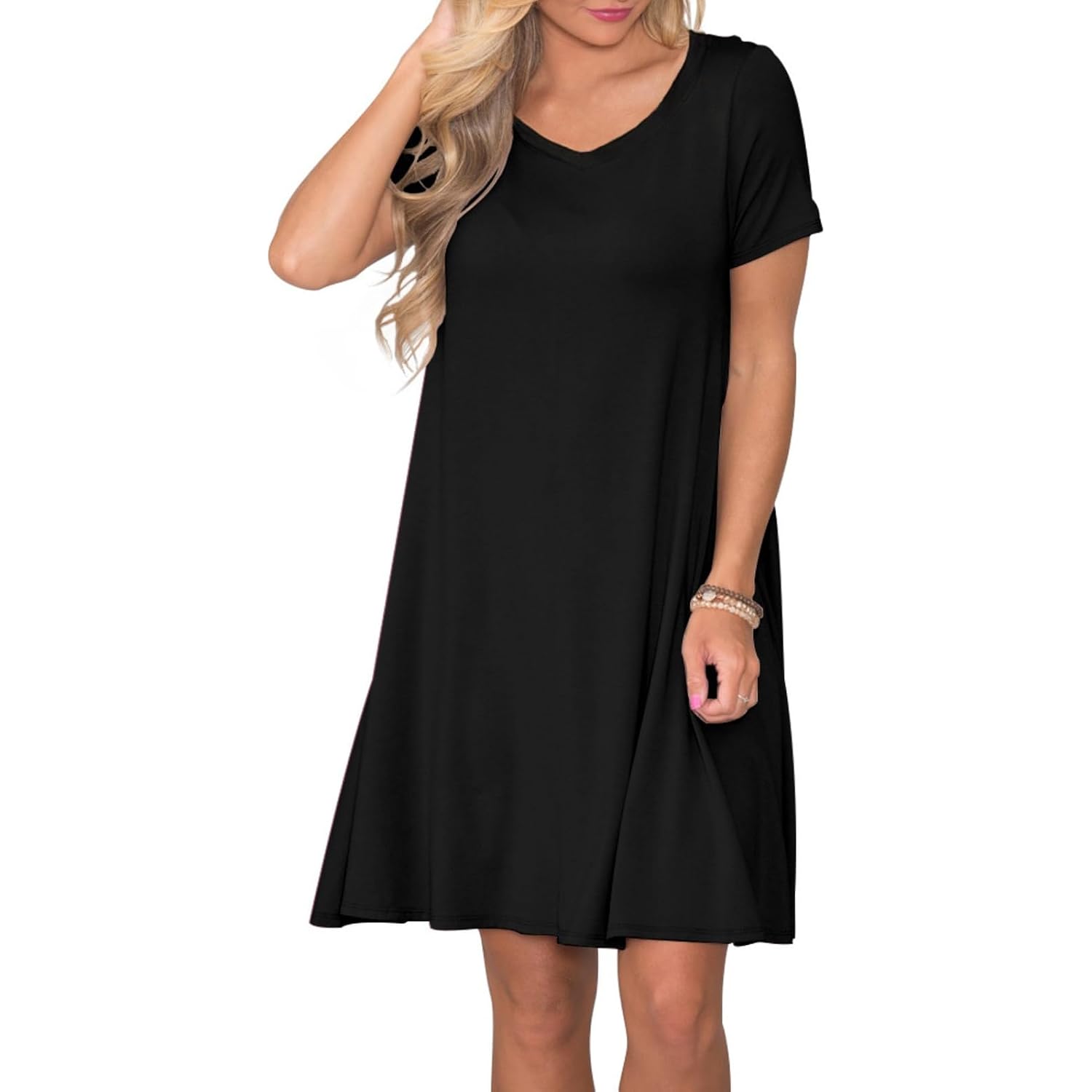 Lionstill Women'S Casual T Shirt Dress Summer Short Sleeve Swing Dresses With Pockets