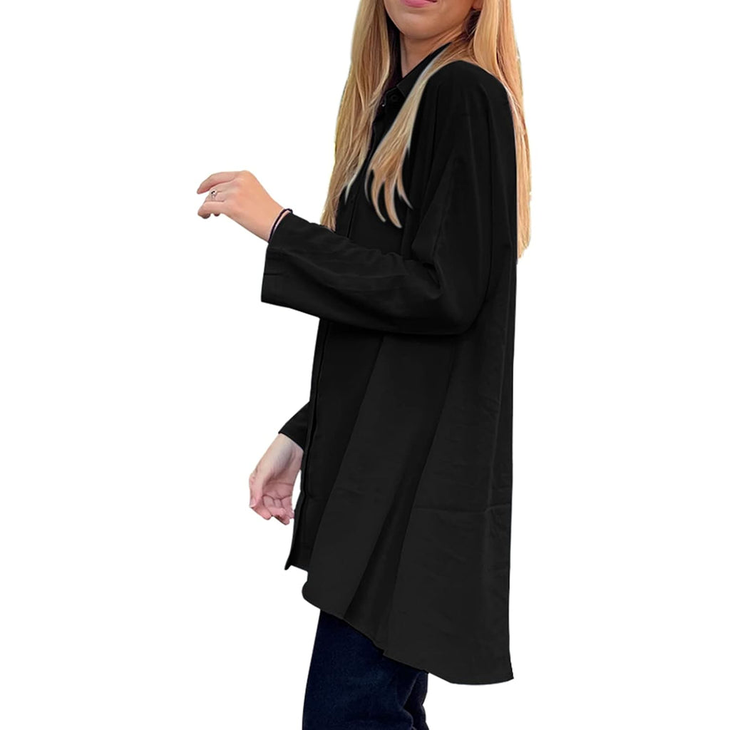 Aoysky Womens Oversized T Shirts Button Down Long Sleeve Shirt V Neck Collar Loose Flowy Blouse