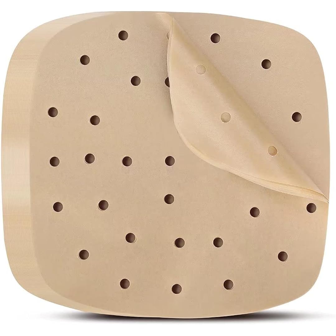 Air Fryer Parchment Paper Liners: 200Pcs 8.5 Inch Square Perforated Parchment Paper For Air Fryer, Premium Bamboo Steamer Liner For Air Fryers Baking Cooking Oven