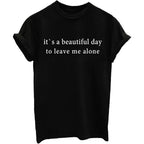 YITAN Letter Print Short Sleeve O Neck Women T Shirt Top Black