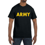 Lucky Ride Military Gear Black Army Short Sleeve T-Shirt With Gold Print