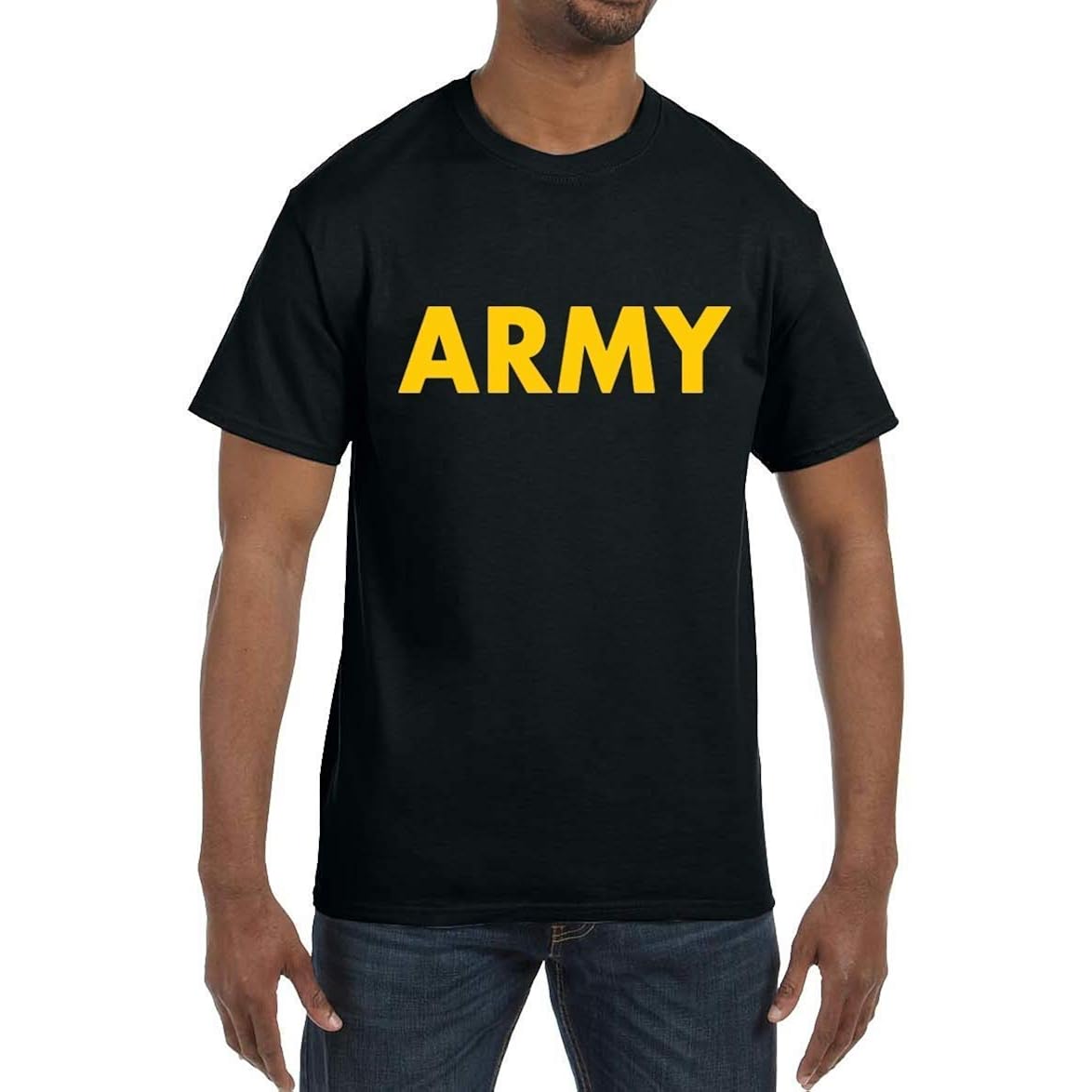 Lucky Ride Military Gear Black Army Short Sleeve T-Shirt With Gold Print