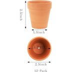 Yishang 2.5 Inch Terracotta Pots With Drainage Holes,Small Mini Clay Ceramic Pottery Planter,Cactus Flower Terra Cotta Pots,Succulents Nursery Pots For Indoor/Outdoor Plants,Crafts,Wedding-12 Pack