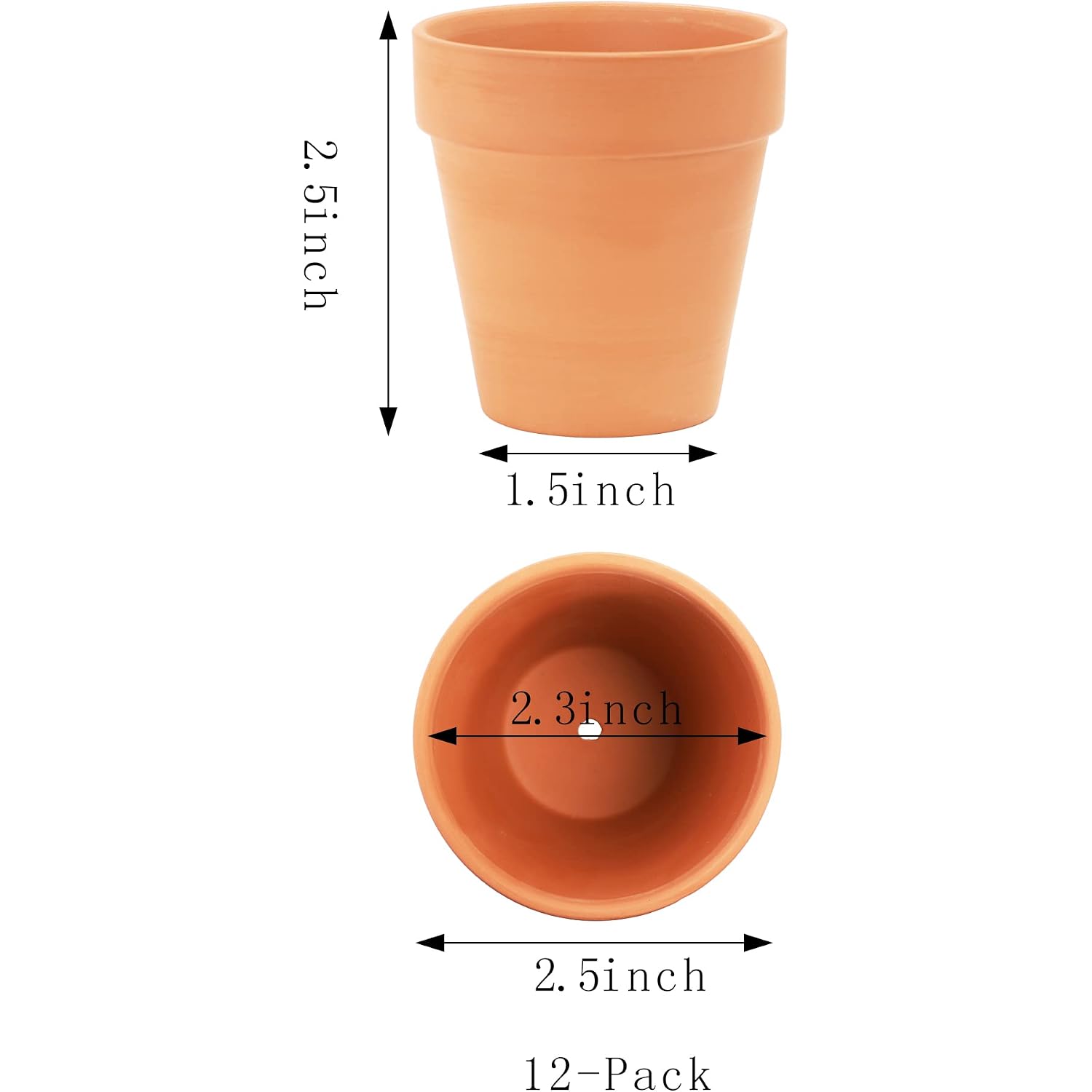 Yishang 2.5 Inch Terracotta Pots With Drainage Holes,Small Mini Clay Ceramic Pottery Planter,Cactus Flower Terra Cotta Pots,Succulents Nursery Pots For Indoor/Outdoor Plants,Crafts,Wedding-12 Pack