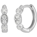 18K White Gold Diamond Florentine Huggie Hoop Earrings